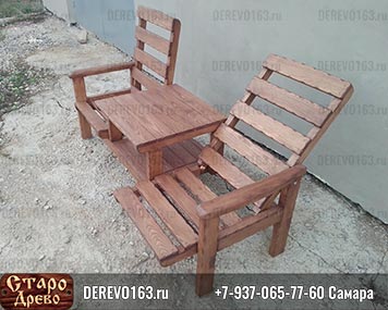 Комплект садовой мебели, деревянный 2-х местный шезлонг под старину Самара